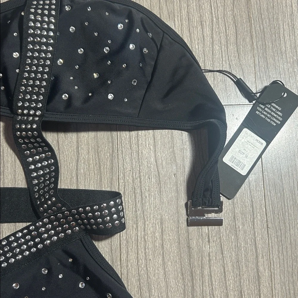 NWT One Piece Swimsuit with Rhinestone Accents, M - Picture 2 of 5